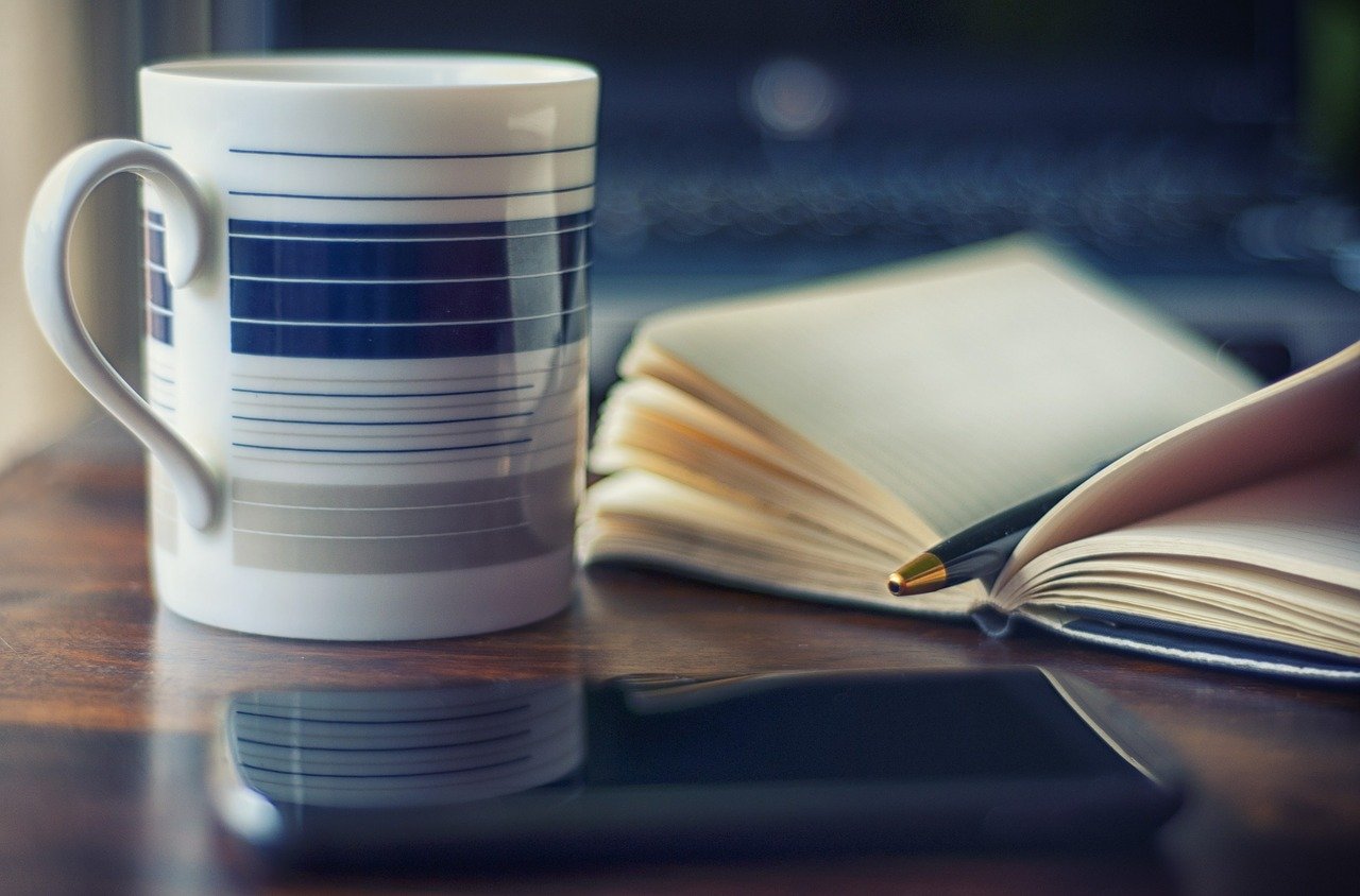 coffee, coffee mug, pen